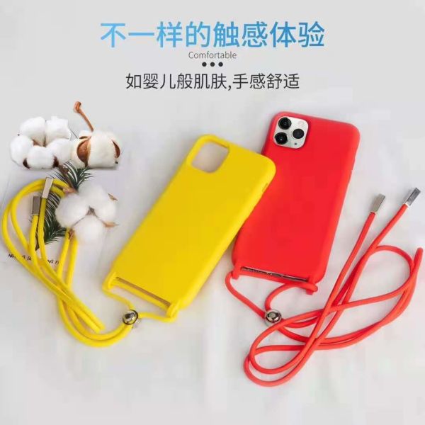 Quality iphone 6 to 12 Silicone Necklace Phone Case With Lanyard wholesale