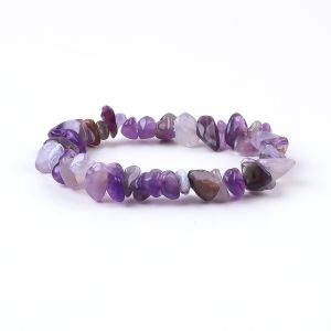 China Handmade Chips Gravel Stone Bracelet Irregular Amethyst Healing Energy Jewelry on sale