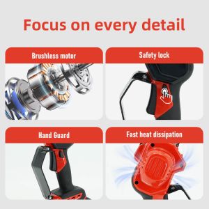Portable 6 Inch Cordless Chainsaw Mini Rechargeable Electric Handheld Brushless