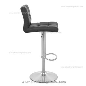 Adjustable 38CM 103CM Black Leather Swivel Bar Stools With Arms