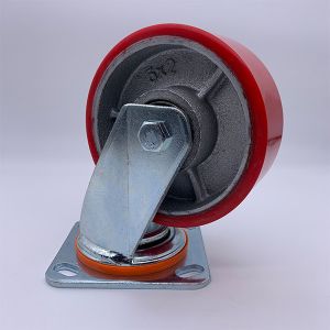 125 mm Swivel Red Polyurethane Tread Iron Caster