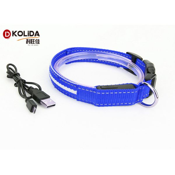 Quality Night Safety Glow Flashing Pet Polyster USB Rechargeable LED Dog Collar wholesale