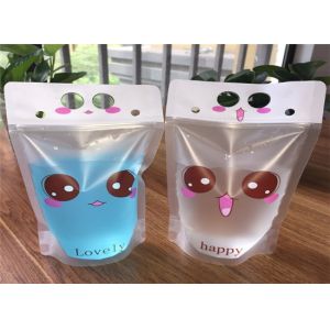 Juice Drink Stand Up Bags Custom Printing CMYK Color FDA Certificate With Handle