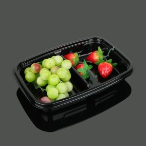 2 Compartment Square Polyethylene Terephthalate Tray