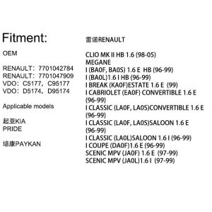 High Performance Idle Air Control Valve RENAULT MEGANE SCENIC C95177 With Rubber