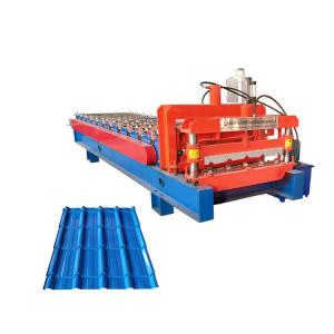 China Color Glazed Tile Roll Forming Machine / Coated Steel Step Tile Roll Forming Machine on sale