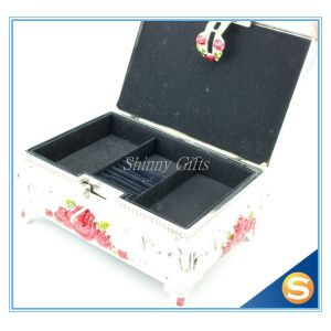 Custom Elegant White Metal Enamel Jewelry Box