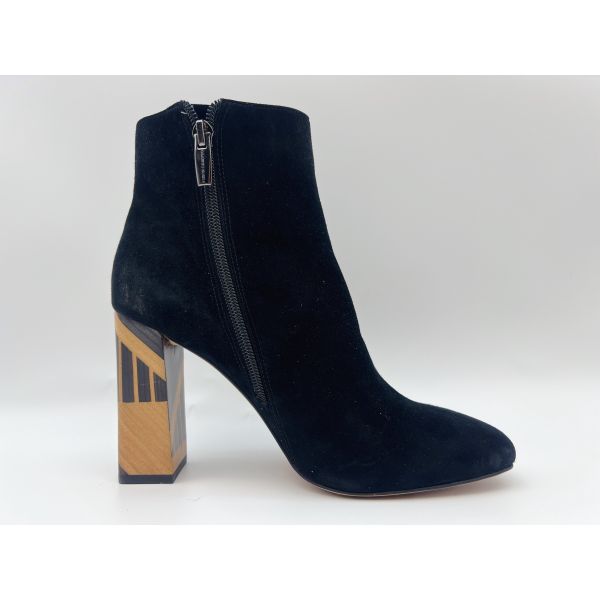 Quality Leather Womens Black High Heel Ankle Boots With Nylon Zipper wholesale