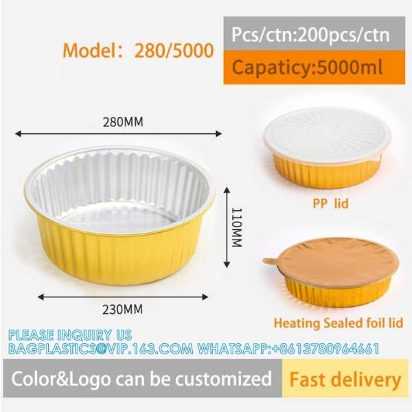 280mm Diameter 5000ml Aluminum Foil Baking Pans Pizza Tray Round Disposable