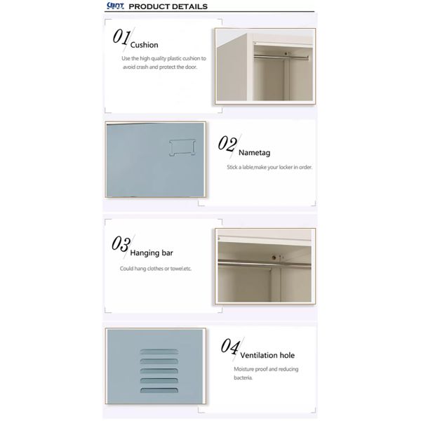 Security Cam Lock 6 Door Hygienic Office Filling Cabinet