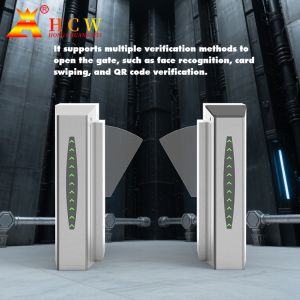 25W Flap Barrier Turnstile Gate With Card Reader Infrared Mechanical Anti Pinch
