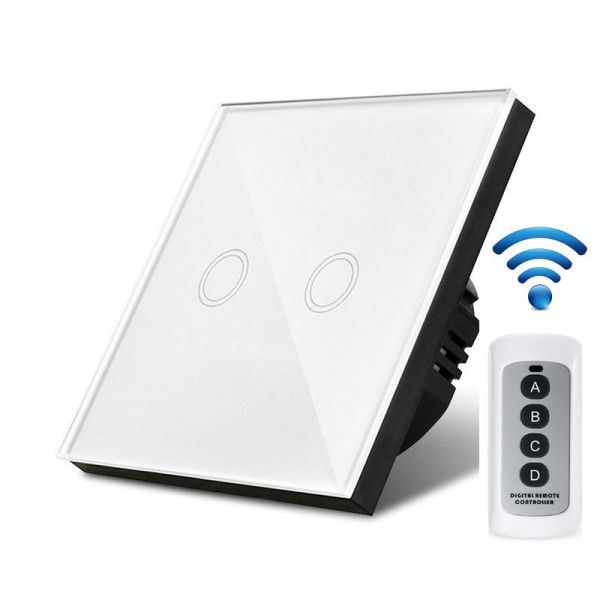 EU Standard Wall Wireless Remote Control Touch Screen Crystal Glass Panel Switch