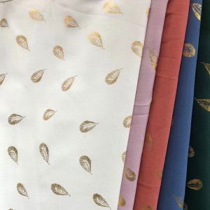 OEM Bronzing Floral Foil Polyester Woven Fabric Leaf Printing
