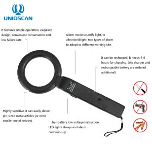 Round Detect Area Hand Held Metal Detector Super Wand Folding Standard 9V