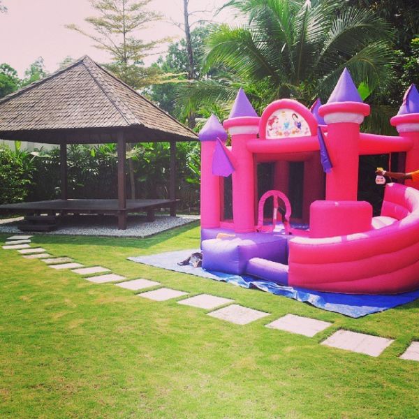 Pink Princess Inflatable Bouncy Castle , inflatable jumping castles For Girl's