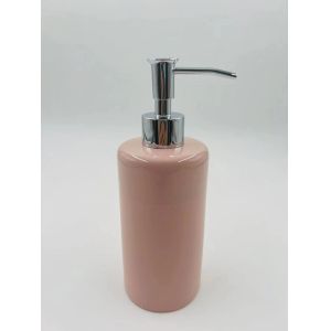 Ceramic Bathroom Accessories Sets Round Shape Pink Color Soap Dish For Bathroom