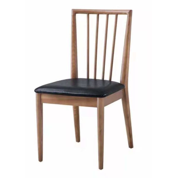 Quality Stackable Cafeteria Antique Oak Dining Chairs With Leather Seat wholesale