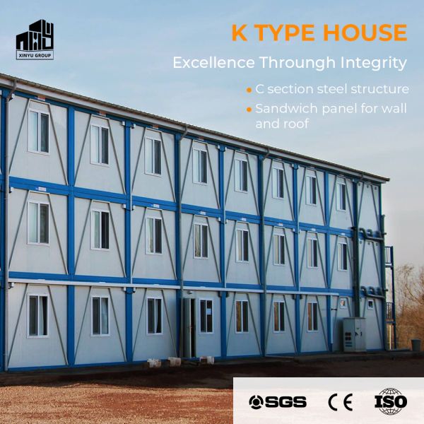 Rectangle Guest House with Wooden Floor Prefab Sandwich Panel House