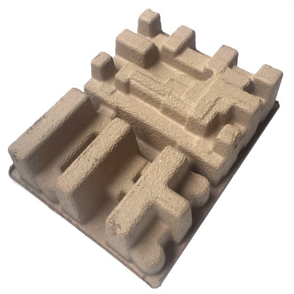 Recyclable Natural Brown Dry Press Moulded Pulp Tray For Electronic Products