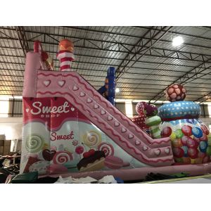 Customized High Inflatable Candy House Dry Slide For Christmas