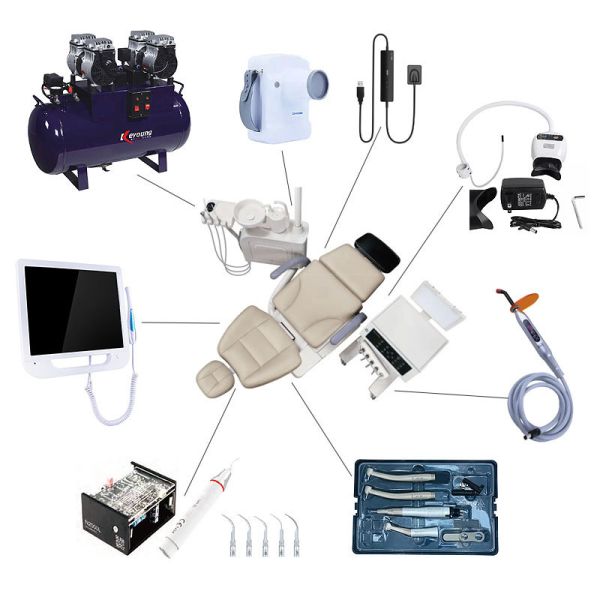 Quality Dental Unit Sensor Led Lamp With Air Compressor Electric Dental Chair Full Set wholesale