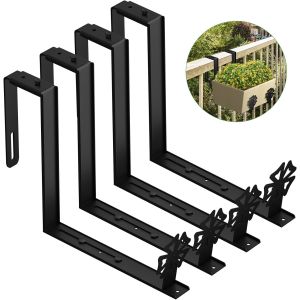 Adjustable Planter Box Brackets for 6''-12'' Depth Flower Boxes in Modern Design