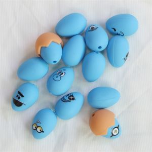 Silicone Teething Beads Soft Safe Durable Easter Silicone Eggs Beads With Hole