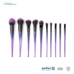 China Gradient Plastic Handle Synthetic Hair Makeup Brush With Aluminum Ferrules on sale