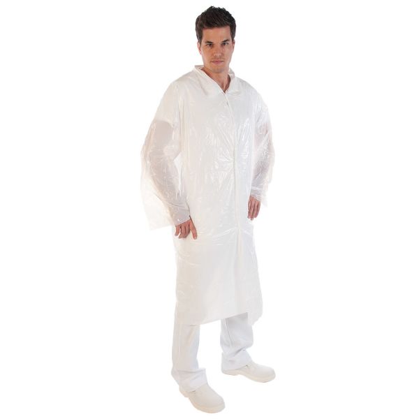 PE Disposable Full Sleeve Lab Coat Customized Design For Electronics Factory /