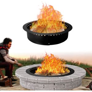 China Smokeless Fire Pit Insert Steel 45 Round Foldable Fire Pit Ring with Air Vents and Coller Support on sale
