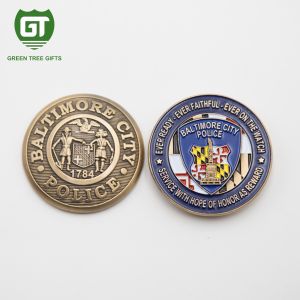 Cheap 3D effects Double Plating Police challenge Coin with silver plating challenge coin for sale
