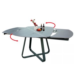 1.9 Meter Extension Dining Table , Stone Coated Industrial Dining Table