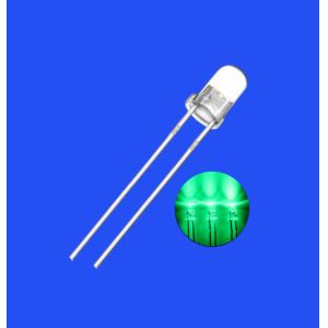 0.2W Illuminated 3mm 520-530nm Green Color 20000-24000mcd Round Shape F3 LED