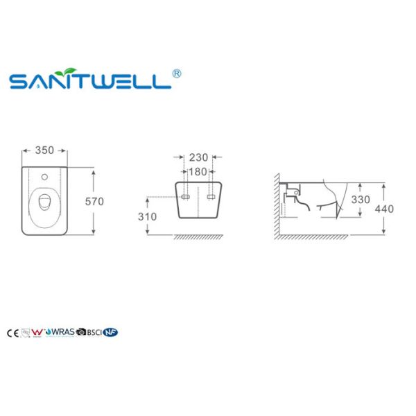 Bathroom Wc White Wall Hung Bidet 520*370*305 mm size , Floor mounted bidet