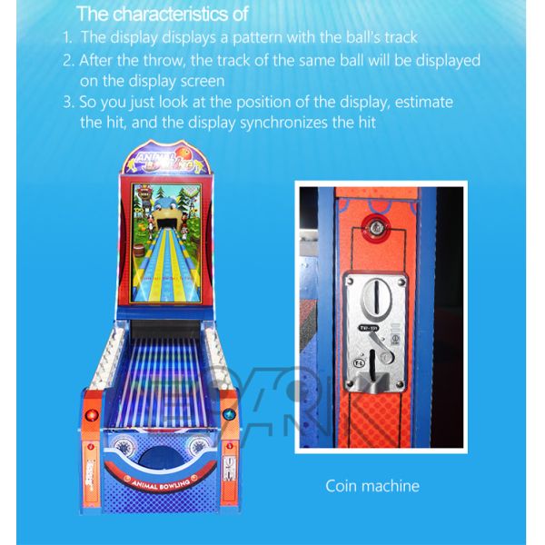 Indoor playground kids mini bowling ball game wooden material arcade lottery game machine