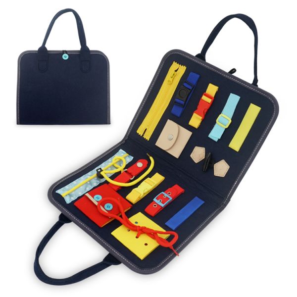 Felt Busy Board Montessori Toys for Toddler, Montessori Educational Busy playboard with latches