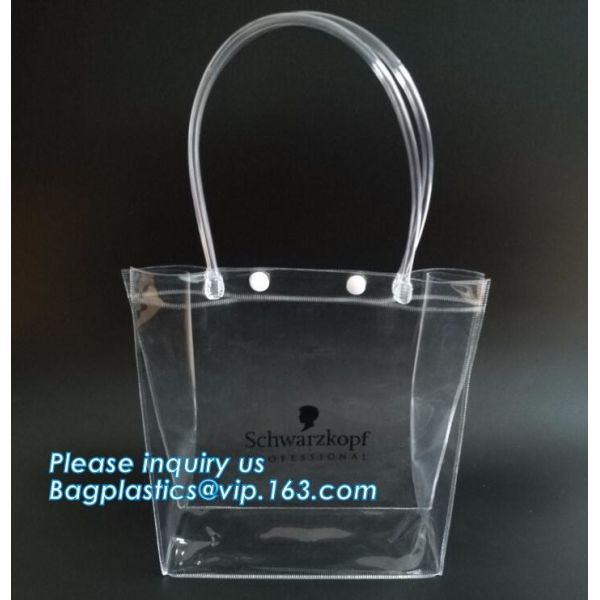 Customized PP/PVC/PETclear plastic gift bag, Reusable Single bottle wine bag Pvc wine bottle gift bag, plastic transpare