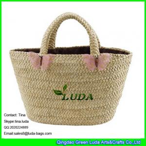 Cheap LUDA pink bow knot straw handbags corn husk made straw beach bag 2016 for sale