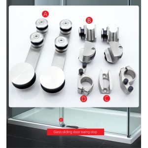 Functional Glass Bathroom Screen Sliding Hardware Set with Stainless Steel 304