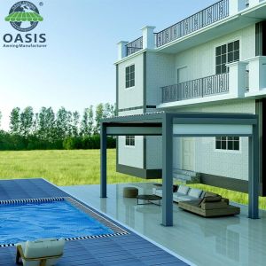 Modern Bioclimatic Aluminum Louvered Pergola with Customized Colors Rain Wind