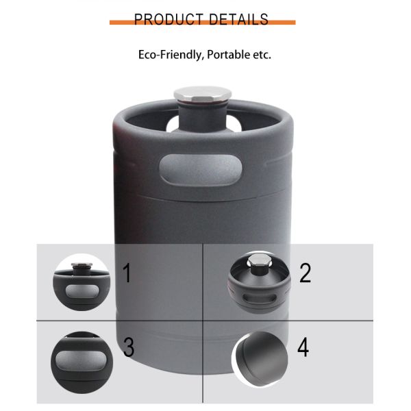 Homebrew No Metal Taste Sus 304 Stainless Steel Keg 2l Powder Coating Growler