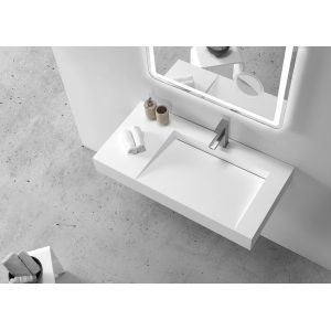 40in Wall Solid Wash Basin Seamless Joint Artificial Stone Resin Basin Sink