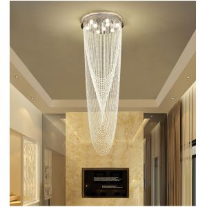 Luxury Stair Chandelier Lighting Crystal Tassel Indoor Lighting Restaurant Lobby