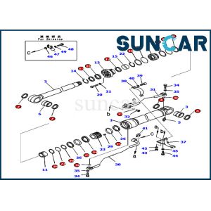 China PC400-8 PC400LC-8 Komatsu 707-99-67091 7079967091 Boom Service Kit Wear Resistance Cylinder Oil Seal Kit on sale