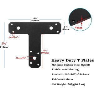 Post To Beam Bracket 6PCS T Post Brackets Thickness 4mm For Repairing Fixing