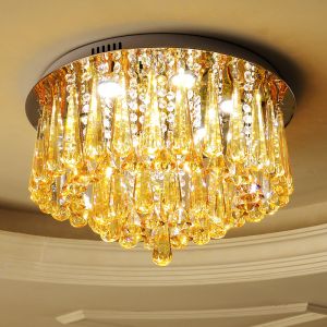Gold Crystal flush mount ceiling Lights For Indoor Home Project Lighting (WH-CA
