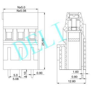 DL128H--XX-5.0/5.08 2 3 Pole 10A Screw Clamp PCB Terminal Block Pitch 5mm 5.08mm