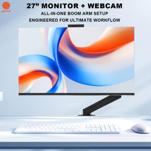 27-Inch Monitor with Articulating Arm & 1080p Webcam: Ultra-Flexible Height/Tilt