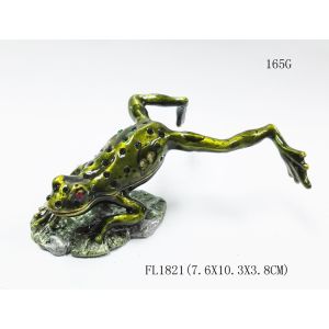 Leaves the frog shape trinket box with rhinestone for lovely jewelry box