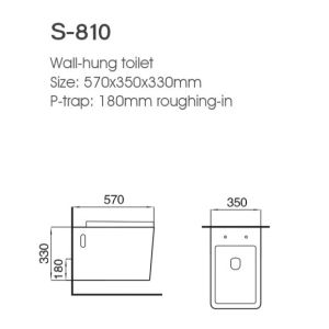 Round Rimless Sanitary Ware Ceramic Easy Clean Save Space Wall Hung Toilet
